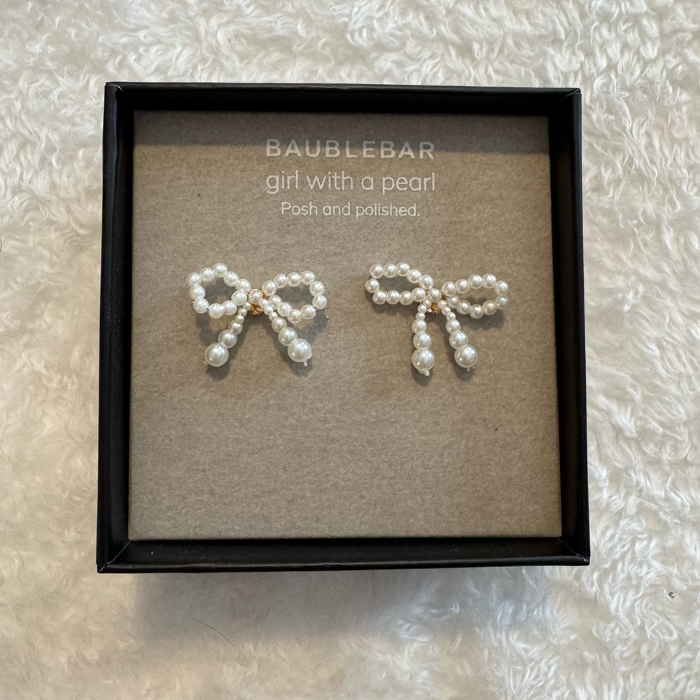 Bauble Bar pearl bow earrings